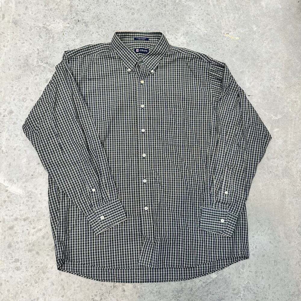 Chaps Wrinkle Free Plaid Button Down Long Sleeve - XL